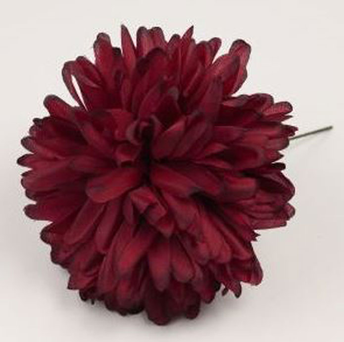 Fleur de Flamenco Chrysanthème. Rouge foncé. 12cm